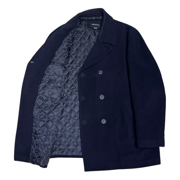 LONDON FOG Wool Blue Luxury Designer Lined Business Casual Winter Coat Mens 2XL - Picture 2 of 6
